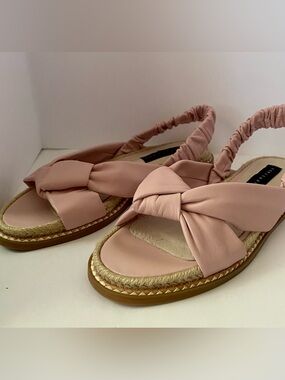 Sanctuary Blush Knotted Leather Slingback Espadrille Sandals. Size 5M Sling back